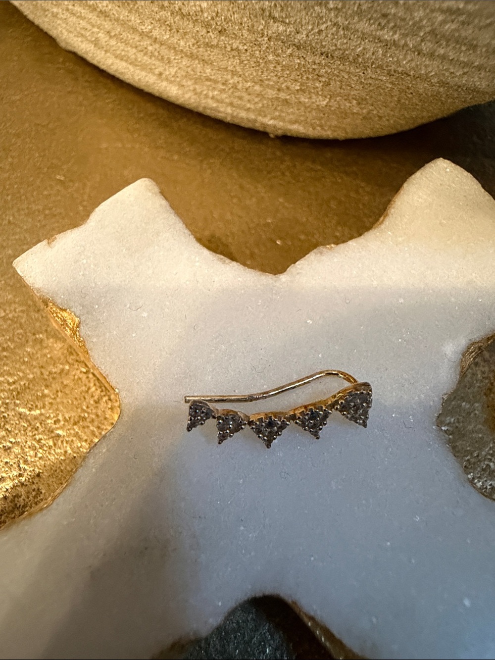Gold Tone Triangle Crystal Ear Crawler